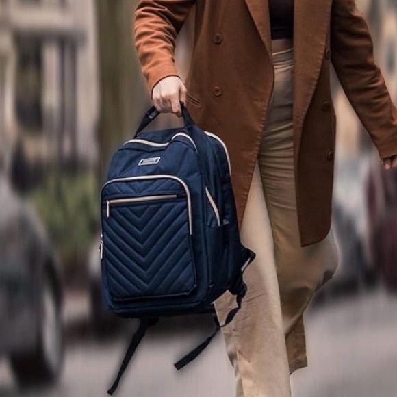 Kenneth Cole Reaction Handbags - Kenneth Cole Reaction Chelsea Chevron 15-Inch Laptop and Tablet Backpack Navy